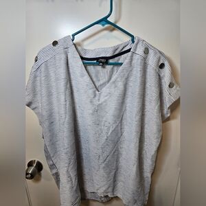 Jones New York White Striped Blouse